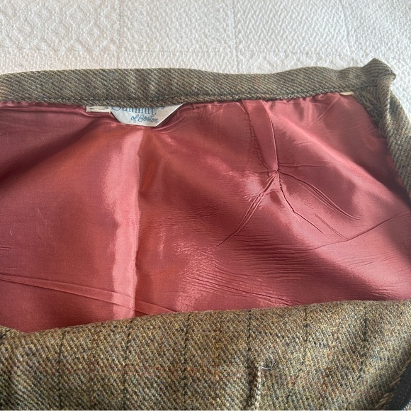 Vintage 70s Wool A-Line Skirt: Tan Brown Menswear Check, Size Medium - Picture 12 of 16